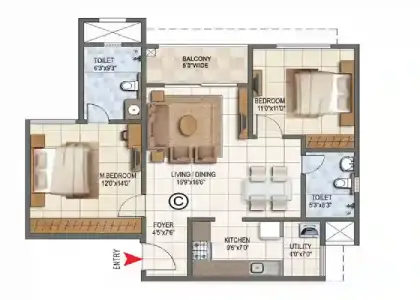 2 bhk floor plan