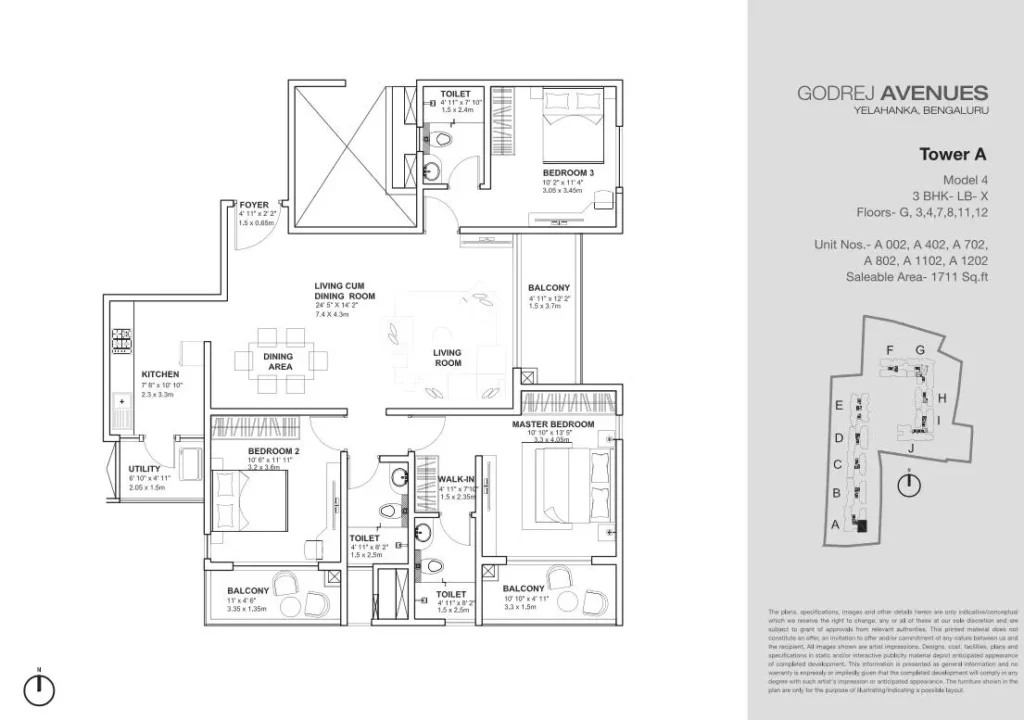 Godrej Avenues 3 BHK Floor Plan