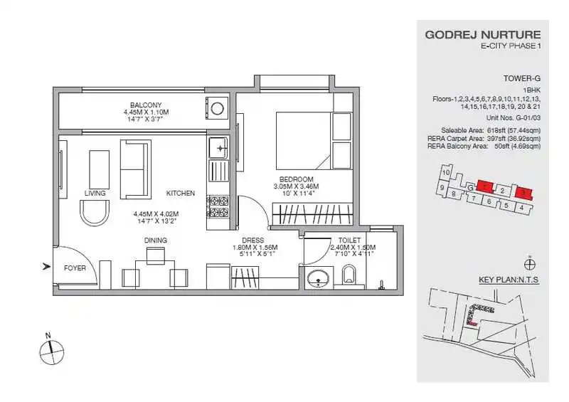 Godrej Nurture 1 bhk floor plan