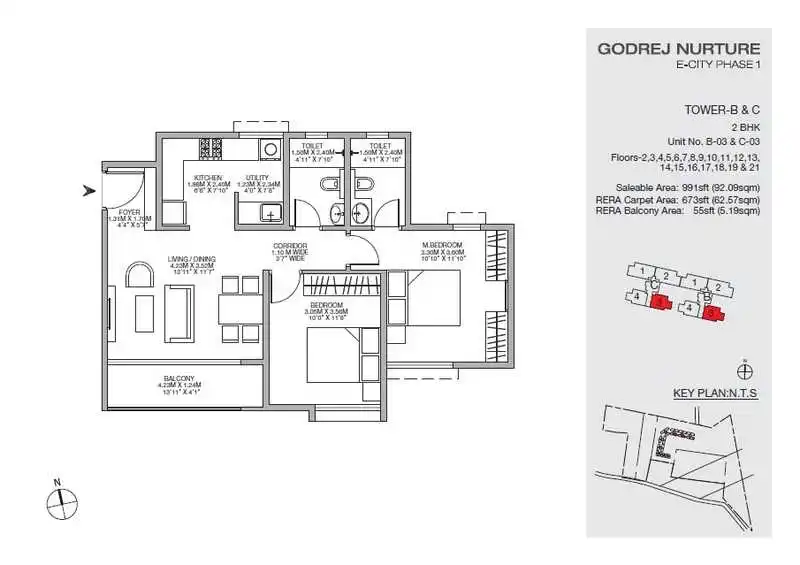 Godrej Nurture 2 bhk floor plan