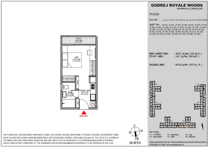 Godrej Royale Woods 1 bhk floor plan