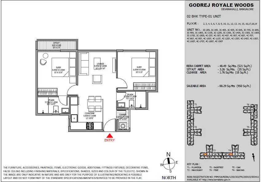 Godrej Royale Woods 2 bhk floor plan