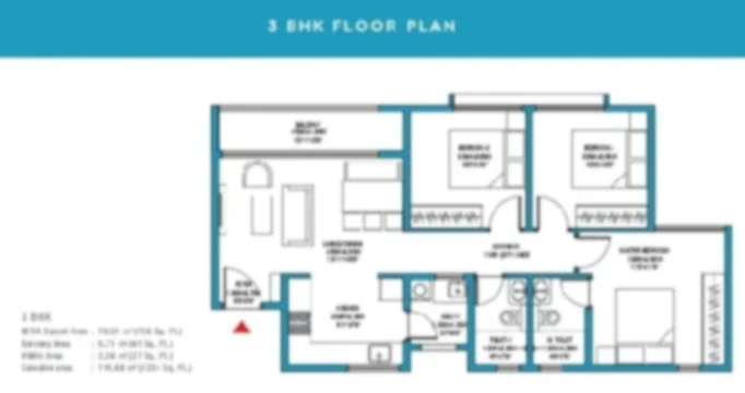 Godrej Tiara 3 BHK Apartment Floor Plan picture by Godrej Properties located at Yeshwanthpur, Goraguntepalya, Bangalore Karnataka