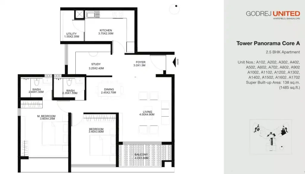 Godrej United 2.5 BHK Floor Plan