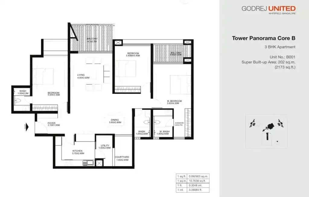 Godrej United 3 BHK Floor Plan